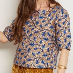 Anthropologie sequin embroidered top XS